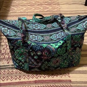 Vera Bradley duffle. Blue green purple tones.